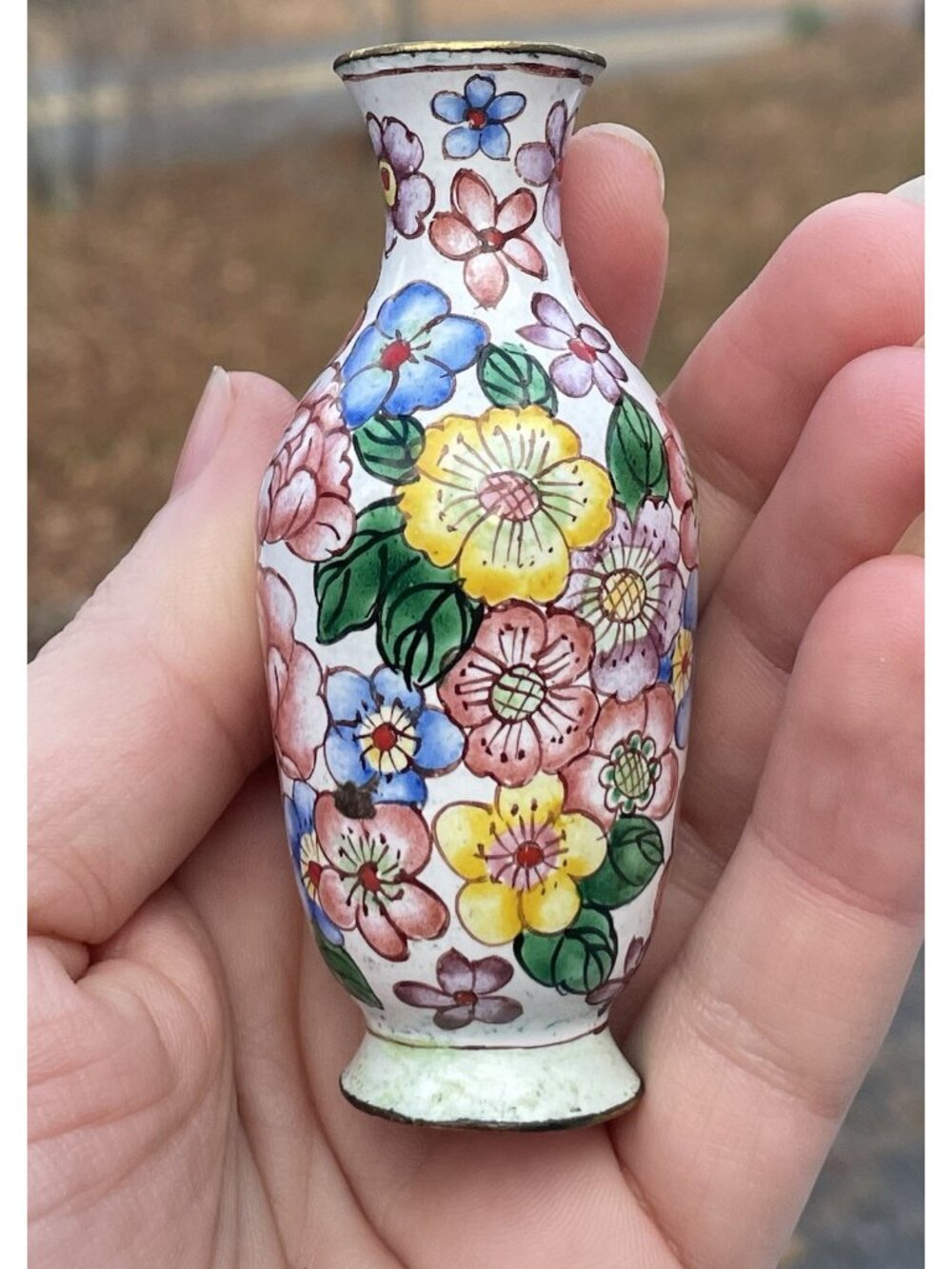 Antique Late Qing - Republic Chinese Canton Enamel Snuff Bottle Miniature Vase